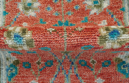 Traditional Oushak Design Red 2.6X8 ft Hand Knotted Wool Area Rug
