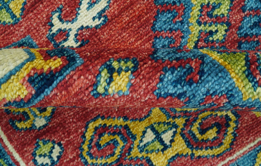 Traditional Kazak Red And Ivory 8x10 Hand Knotted Wool Ideal for Living, Bedroom And Dining Rooms