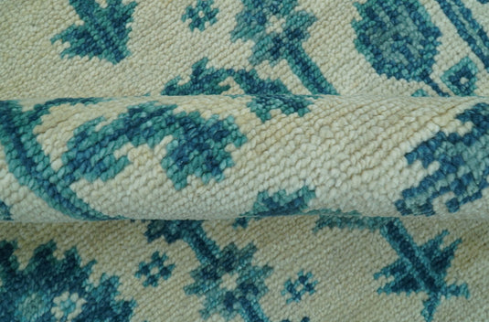 Custom Made Traditional Tree of Life Teal And Ivory Hand Knotted Wool Area Rug