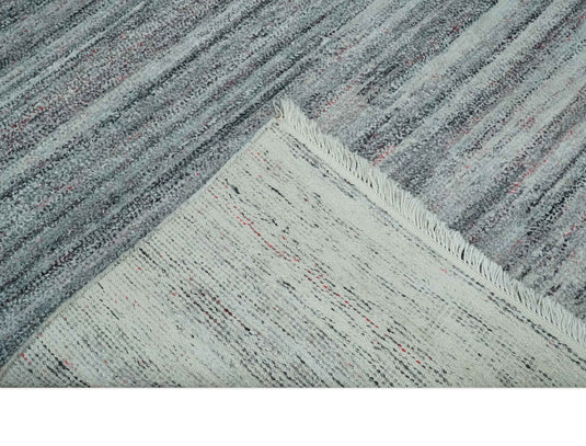 Modern Abstract Gray, Silver And Charcoal Durrie 5x8 ft Bedroom, Living Room Rug Pet Yarn Area Rug