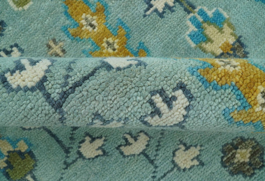 Turkish Wool Oushak Rug, Blue and Ivory Hand Knotted 6x9, 8x10, 9x12 and 10x14 Antique Vintage Style Rug, Bedroom, Living Room Rug