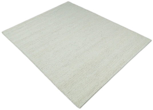 Available in USA Hand-Woven Solid Ivory 5x8,6x9, 8x10,9x12 ft Bedroom, Living Room Rug, kids Room Wool Area Rug | AADOV1