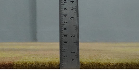 Modern Floral and Geometrical Pattern Hand knotted Yellow, Brown, orange and Ivory 4x6 ft Bedroom, Living Room Rug Wool Area Rug