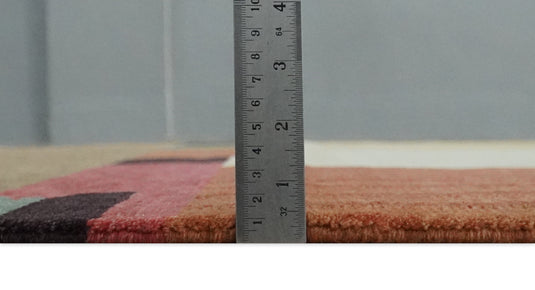 Modern Geometrical Pattern Hand Knotted Brown and Charcoal 5x6 ft Bedroom, Living Room Rug Wool Area Rug