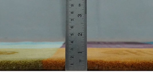 Modern Geometrical Pattern Handloom Multi Color 3x5 ft Bedroom, Living Room Rug Wool and Art Silk Area Rug AAOC2635