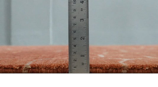 Contemporary Geometrical Pattern Handloom Rust 5x7 ft Bedroom, Living Room Rug , Wool, Art Silk Area Rug AAOC1157