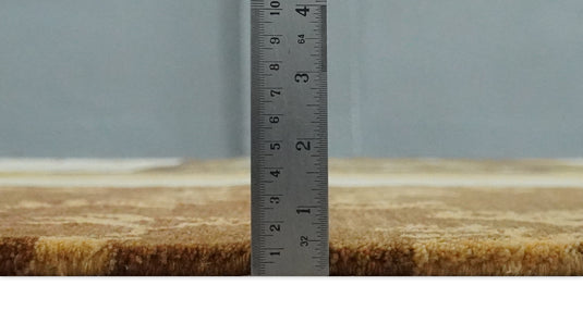 Modern Geometrical Floral pattern Hand Knotted Brown, Beige, Ivory and Olive 6x8 ft Bedroom, Living Room Rug Wool Area Rug