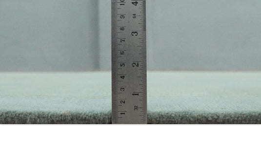 Modern geometrical Hand Knotted Olive and Blue 5x8 ft Bedroom, Living Room Rug Wool Area Rug