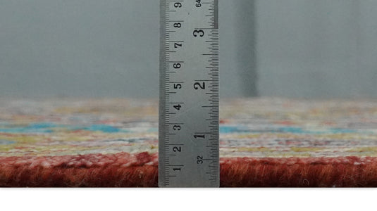 Traditional Persian Colorful Hand knotted Light Blue, Mustard and Red 6x9 ft Bedroom, Living Room Rug ,wool Area Rug