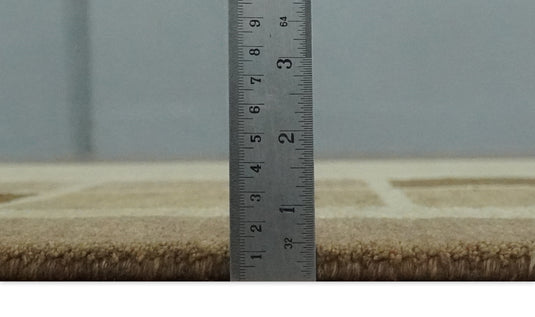 Modern Geometrical Hand knotted Olive, Brown and Beige 4x6 ft Bedroom, Living Room Rug Wool Area Rug