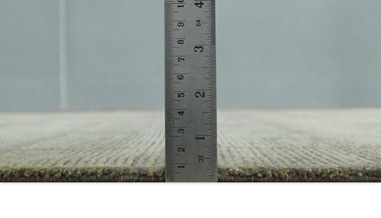 Modern Geometrical Hand Knotted Olive, Brown and Beige 5x8 ft Bedroom, Living Room Rug Wool and Art Silk Area Rug