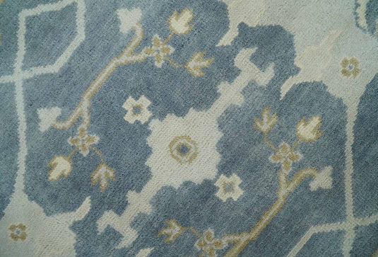 Traditional 8x9 Hand Knotted Gray, Ivory and Beige Oriental Oushak Wool Area Rug