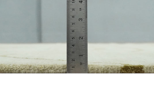 Swirl Pattern Hand Knotted Beige and Olive 5x8 ft Bedroom, Living Room Rug Wool and Art Silk Area Rug