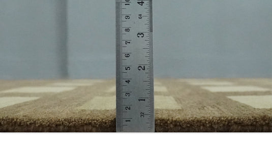 Modern Geometrical Pattern Handloom Brown, Beige and Olive 4x6 ft Bedroom, Living Room Rug , Wool Area Rug AAOC746