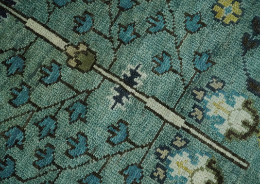 Turkish Wool Oushak Rug, Blue and Ivory Hand Knotted Multi Size Vintage Persian Rug, Bedroom, Living Room Rug - CP599