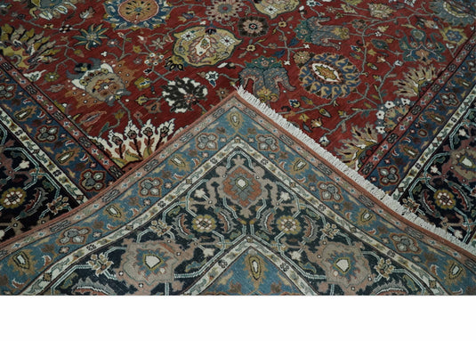 Traditional Turkish Red and Black 8x10 and 9x12 Hand knotted wool Area Rug