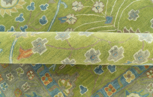 Traditional Floral Green And Blue Hand Tufted 8x10 ft Bedroom, Living Room Rug Wool Area Rug