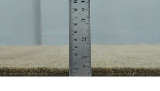 Modern Geometrical Pattern Handloom Brown and Olive 5x7 ft Bedroom, Living Room Rug , Wool, Art Silk Area Rug AAOC657