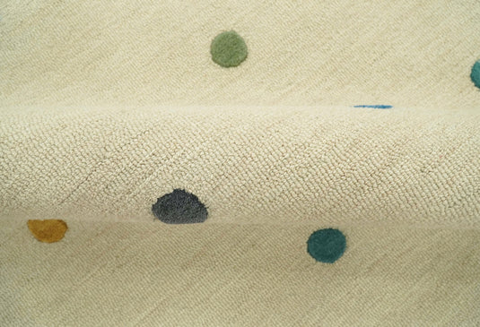 Custom Made Modern Cream And Colorful Dots Hand Tufted Bedroom, Living Room Rug Wool Area Rug