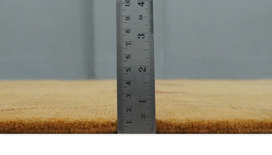 Contemporary geometrical Hand knotted Mustard and Rust 5x8 ft Bedroom, Living Room Rug Wool and Viscose Area Rug