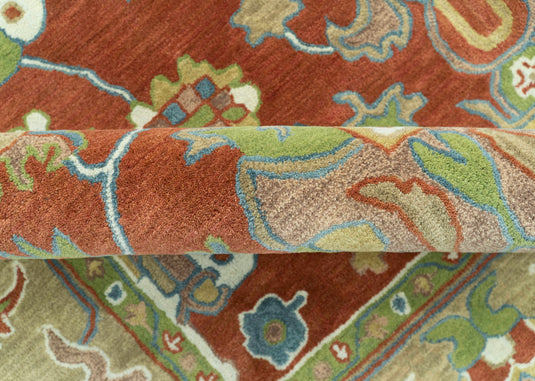 Custom Made Traditional Oushak Rust And Beige Hand Tufted Wool Area Rug