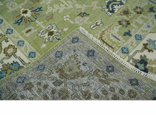 Traditional Turkish Antique Hand knotted Light Green, Ivory and Silver 8x10 and 10x14 ft Bedroom, Living Room Rug ,wool Area Rug