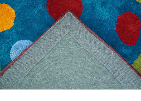 Modern Christmas Tree Green, Blue, Red And Yellow Hand Tufted 2x3 ft Bedroom, Kids Room Rug Wool Area Rug