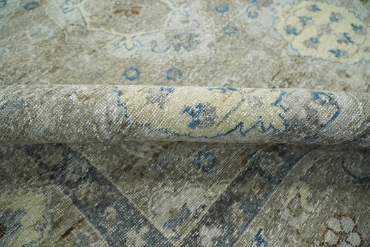 Brown Vintage Traditional Handknotted Persian Rug Made with Wool | Oxidised,DIstressed low Pile Vintage Rug, Living Room Rug