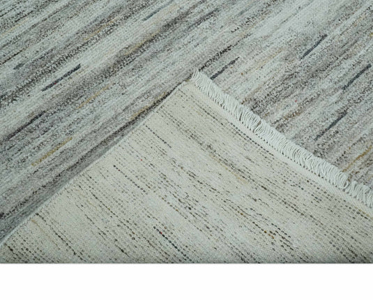 Abstract Ivory, Charcoal and Olive Handwoven 5x8 ft Bedroom, Living Room Rug Pet Yarn Area Rug