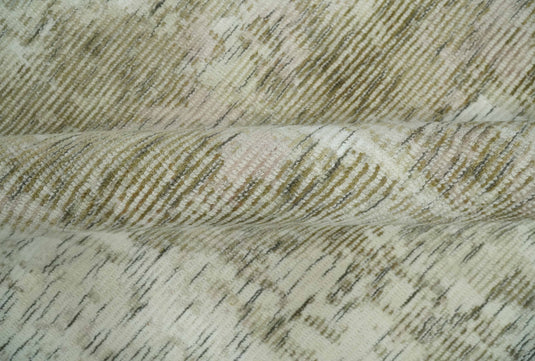 Modern Abstract Olive Green, Ivory And Charcoal Handloom 5x8 ft Bedroom, Living Room Rug Wool And Viscose Area Rug