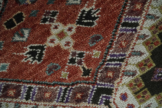 Rust, Black and Ivory Wool Traditional Antique Vintage Persian Hand knotted Area Rug
