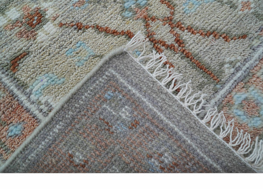 Traditional Turkish Design 2.6x10 ft Hand Knotted Silver And Rust Wool Area Rug