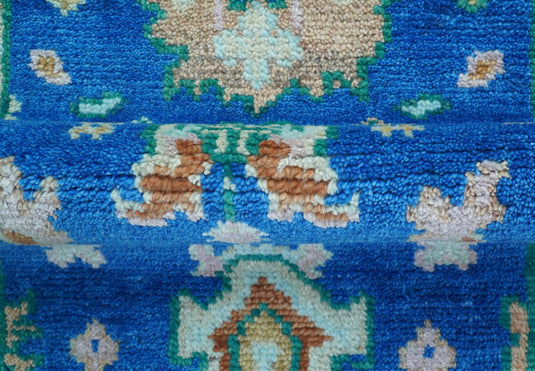 Traditional Oushak Design Blue 2.6X6 ft Hand Knotted Wool Area Rug