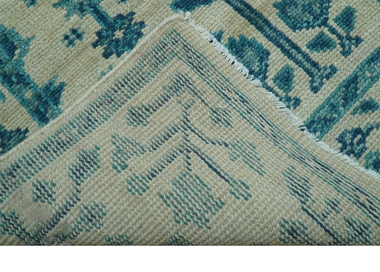Custom Made Traditional Tree of Life Teal And Ivory Hand Knotted Wool Area Rug