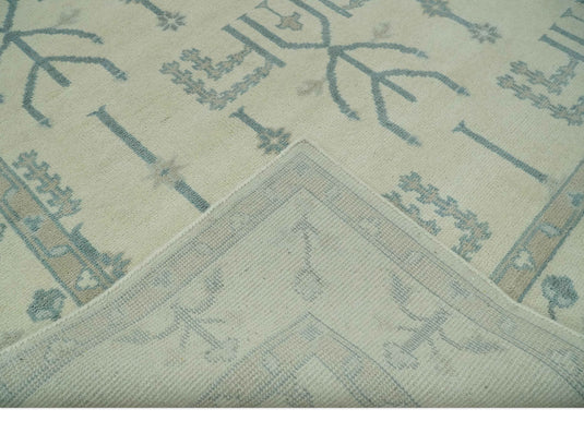 Tree Of Life Light Beige And Gray Hand Knotted 8x10 ft wool Area Rug