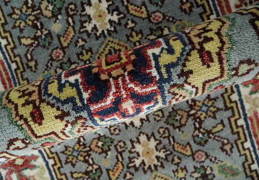 Hand Knotted Heriz Serapi Rug Grey and Ivory 2.6x12 ft Runner Ideal for Living, Bedroom, and Dining Rooms | CP18832612