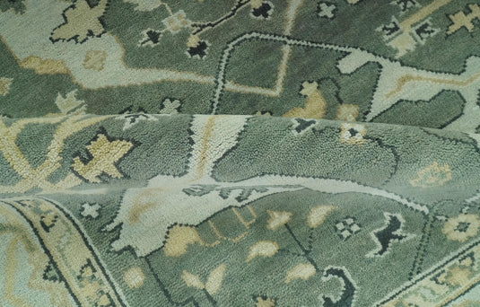 Hand Knotted Oriental Oushak Sage Green, Ivory And Beige Rug 6x9 ft Ideal for Living, Bedroom And Dining Rooms | CP38181