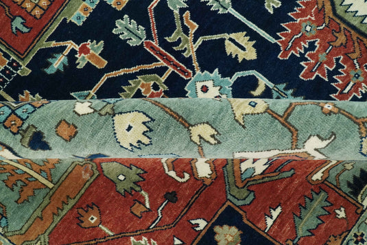 Black, Rust, And Green Traditional Serapi Hand Knotted Wool Rug 9x12 ft Ideal for Living, Bedroom And Dining Rooms | CP1811912B