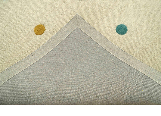 Modern Cream And Colorful Dots Hand Tufted 8x10 ft Bedroom, Living Room Rug Wool Area Rug