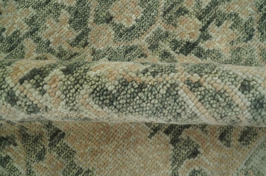 Antique Traditional Hand Knotted Green, Brown And Beige Wool Rug 8x10 ft Ideal for Living, Bedroom And Dining Rooms