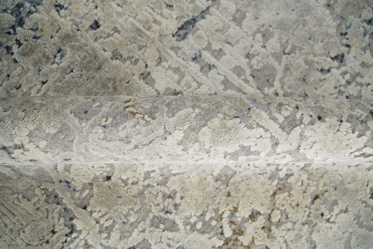 Traditional Floral Silver, Beige And Charcoal Hand Knotted 8x10 ft Bedroom, Living Room Rug Wool And Original Silk Area Rug