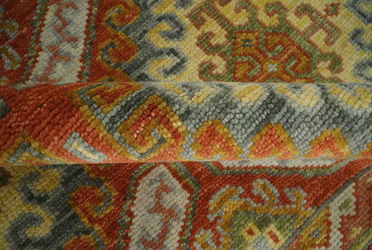 Rust and Gold Hand knotted Multi Size Oriental wool Area Rug