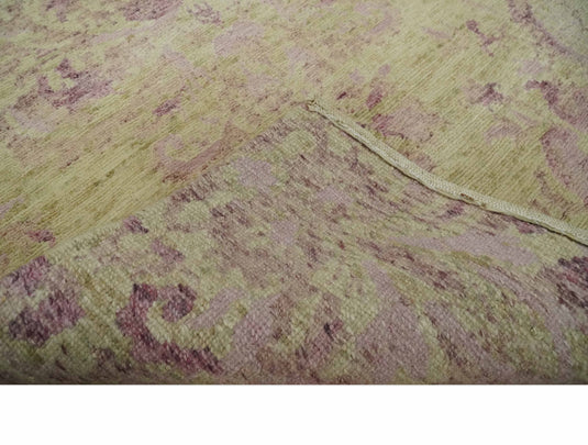 Traditional Floral pattern Hand Knotted Olive and Purple 3x5 ft Bedroom, Living Room Rug Wool Silk Area Rug