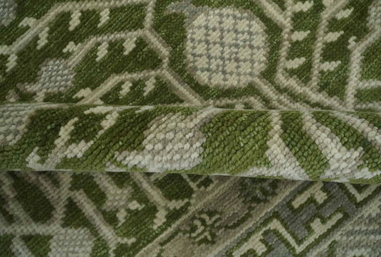 Traditional Oriental Oushak Hand knotted Green, Ivory and Silver 8x10 ft Bedroom, Living Room Rug ,wool Area Rug