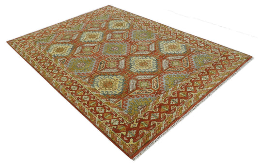 Hand Knotted Oriental Oushak Rug Rust and Beige Multi Size Ideal for Living, Bedroom, and Dining Rooms | CP1781