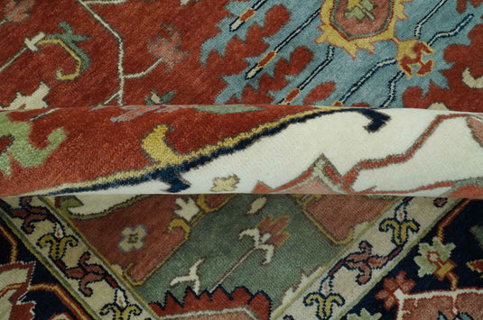 Hand Knotted Traditional Rust, Ivory, Black And Yellow Wool Rug 9x12 ft Ideal for Living, Bedroom And Dining Rooms | CP2475912