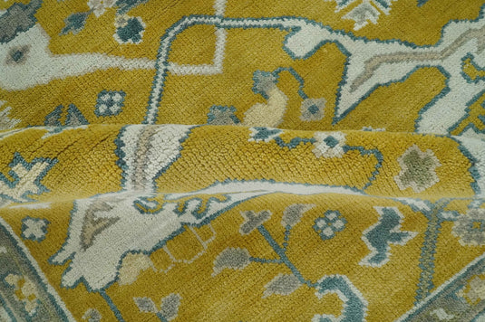 Hand Knotted Turkish Oushak Ivory, Gray And Olive Wool Rug 6x9 ft Ideal for Living, Bedroom And Dining Rooms | CP240869