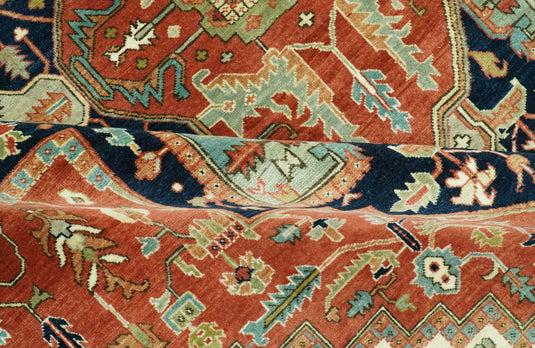 Hand Knotted Traditional Rust, Black And Ivory Wool Rug 8x10 ft Ideal for Living, Bedroom And Dining Rooms | CP2437810