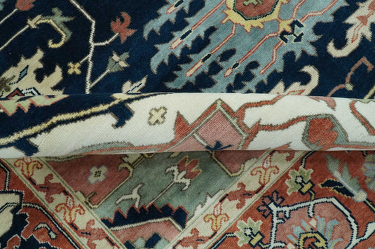 Hand Knotted Rust, Ivory And Black Herati Wool Rug 9x12 ft Ideal for Living, Bedroom And Dining Rooms | CP2470912