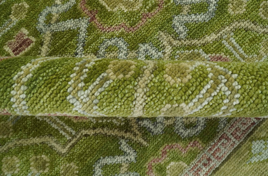 Traditional Floral Green, Brown And Gray Hand Knotted Wool Rug 8x10 ft Ideal for Living, Bedroom And Dining Rooms